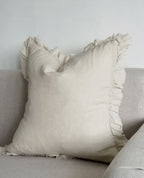 HALLIE - Cream Ruffled Linen Cushion Cover