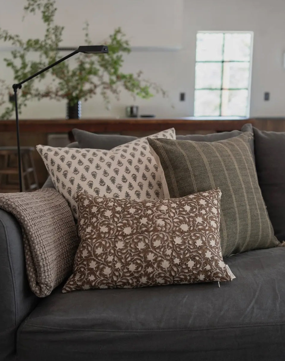 DAPHNE - Floral Hand Block Print Cushion Cover