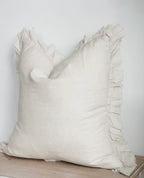 HALLIE - Cream Ruffled Linen Cushion Cover
