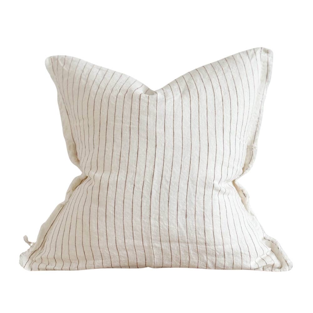 Esmee Linen Cushion Cover – Rust Pinstripe