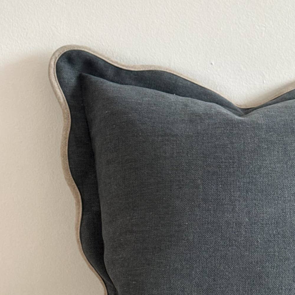 Chloe Navy Scalloped Cushion Cover
