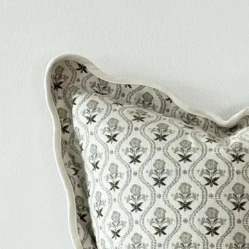 CHLOE - Sage Print Scalloped Edge Cushion Cover