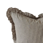 Darcy Dark Brown Stripe Ruffled Cushion Cover