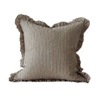 Darcy Dark Brown Stripe Ruffled Cushion Cover