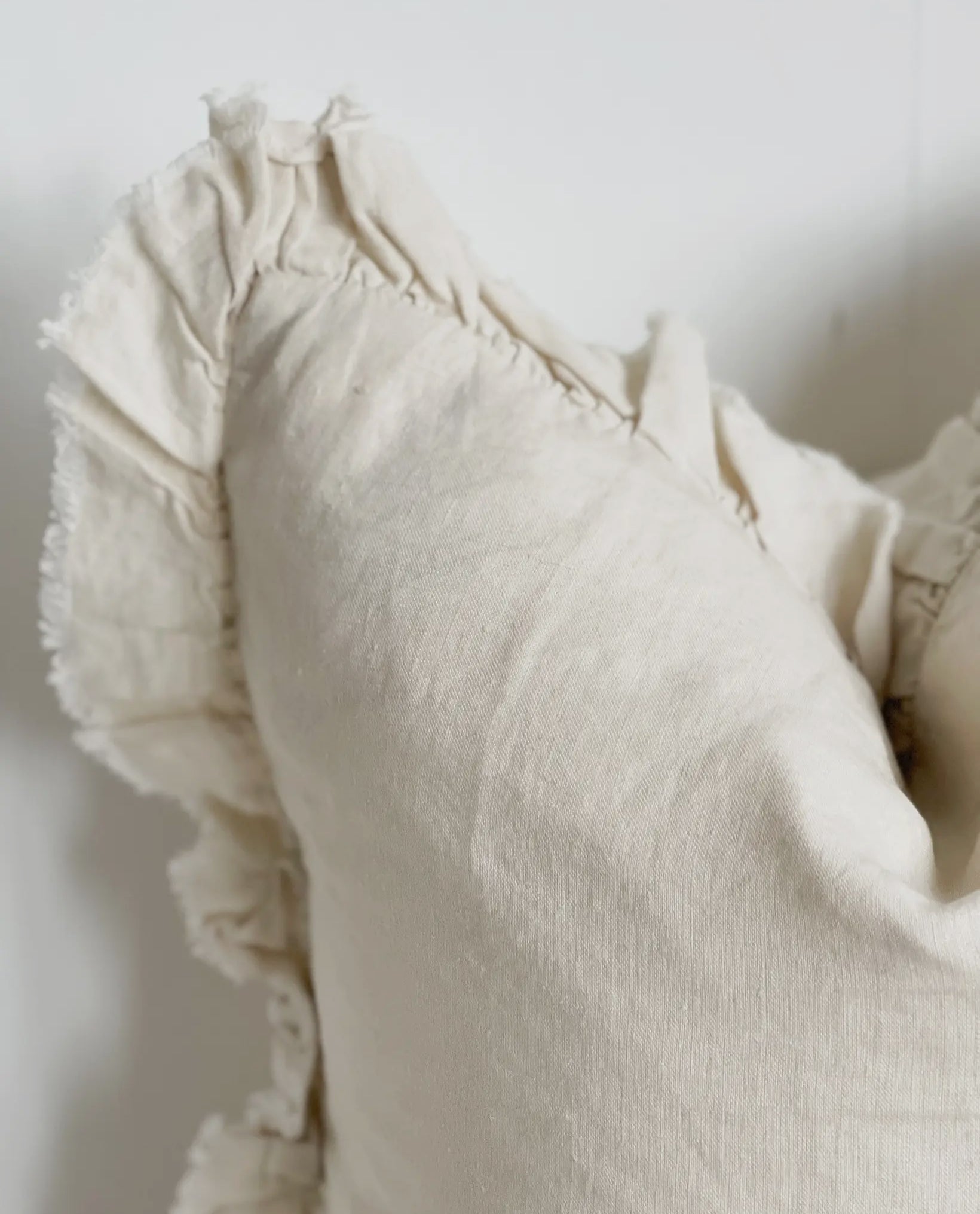 HALLIE - Cream Ruffled Linen Cushion Cover