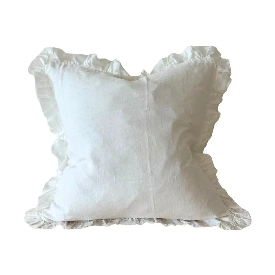 HALLIE White Ruffled Cushion Cover