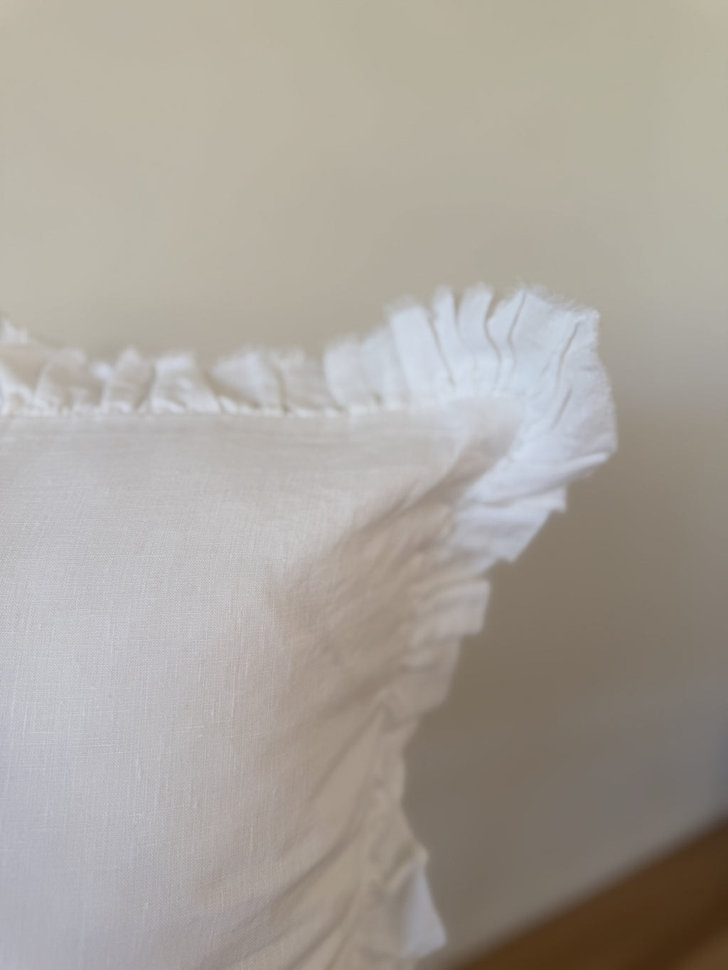 HALLIE White Ruffled Cushion Cover