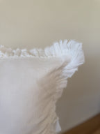 HALLIE White Ruffled Cushion Cover