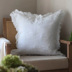 HALLIE White Ruffled Cushion Cover