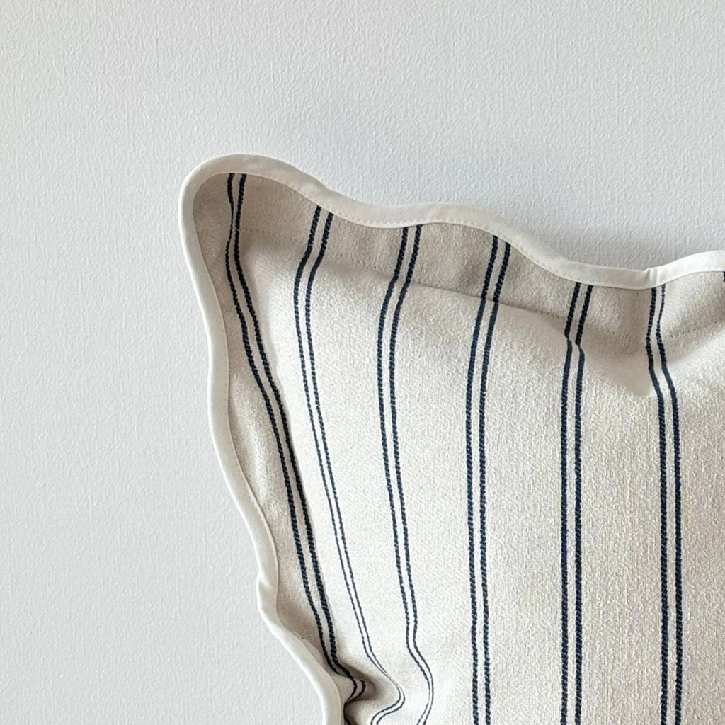 Chloe Nautical Stripe Scalloped Edge Cushion